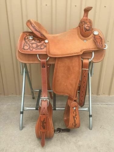 Али кожена продавница западна кожна рака врежана ранч роперска коњска седло со појавување на главата, градите, уздите и грбот, големината на седиштето од 12 до 18 инч?