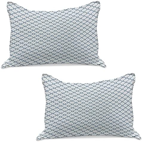 Амбесон Трелис плетен ватенка перница, решетки како шема на ланец носталгичен монохроматски старомоден дизајн на плочки, стандарден