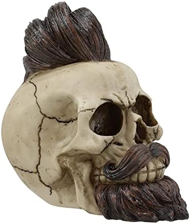 Еброс брада череп со стилска фризура и виткана фигура на мустаќи како берберски черепи скелети краниум Ноќта на вештерките Осјуарски