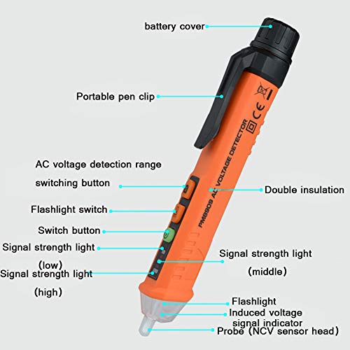 Гуангминг - тестер за напон на не -контакт, пенкало за детектор на индуктивен напон со LED фенерче и аларм за сила, алатка за прилагодување на тестер за прилагодување ?