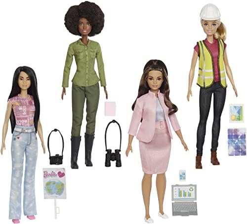 Барби Еко-Лидерски Тим 4 Кукла Во Собата, Рециклирана Пластика, Рециклирана Облека Ткаенина, Додатоци, Одличен Подарок За Возраст