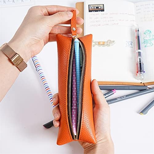Renslat First Layer Cowhide Pencil Case Case Zipper Pens Case Case Tagn Soft Mobil Case Case Office Supplies