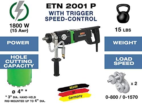 CS Unitec ETN 2001 P До 4 2-Брзински Рачен/Монтиран-Влажна/Сува Бетонска Вежба-За Бетон, Тула, Блок и Камен-Направен Во Германија - 110v