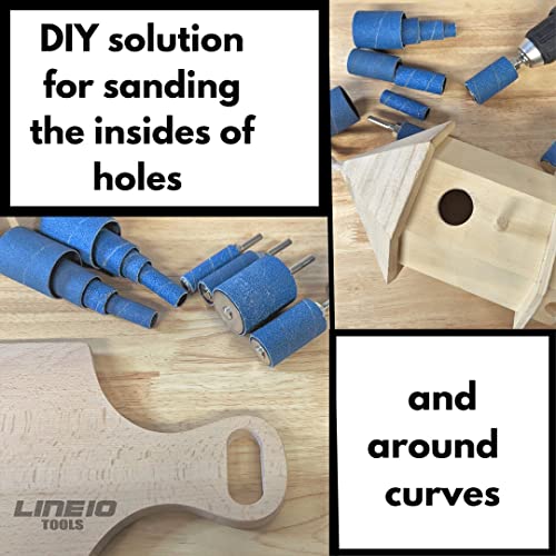 Line10 алатки 12 пакувања сини цирконија вретено за пескање, 2-инчни долги, 60, 80 и 120 решетки