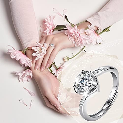 Прстени за мојата девојка прилагодлив прстен со отворен ангажман круг исечени циркони жени свадбени прстени накит прстени за жени средни