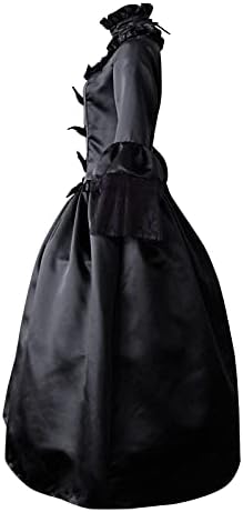 Гроздобер фустан за жени лак-јазол корсет со долг ракав желка врат средновековен гроздобер неправилен полите над матурска фустан