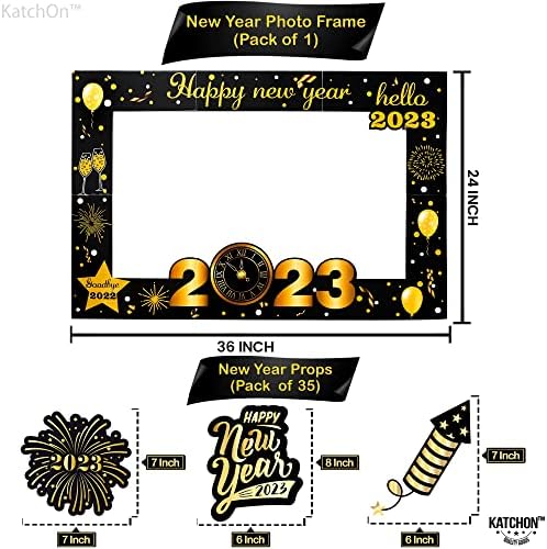 Нова година Рамка за фото штанд 2023 - Пакет од 36 | Среќни нови годишни забави на забавата | Нова Година на пресрет за среќни новогодишни