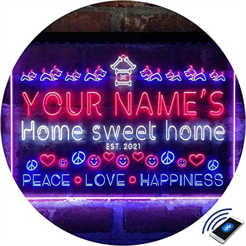 Персонализирана Домашна Слатка Домашна Три-Боја ПРЕДВОДЕНА Од Неонски Светлосен Знак, Уникатен 3д Врежан Уметнички Декор | Прилагодете