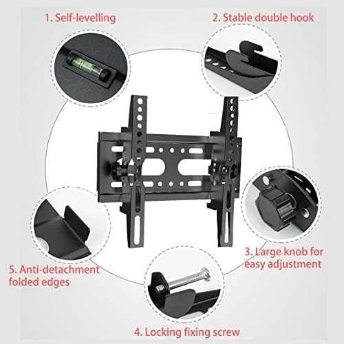 WKLSRHBD Навалување Тв Ѕид Монтирање За Повеќето 14-32 Инчи Рамен Заоблени Телевизори, Тешки Премија Челик Држач Има 20kg/44lbs, Низок Профил Ултра