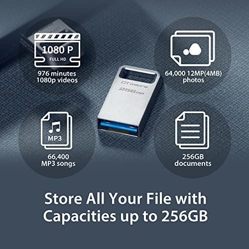 Кингстон DataTraveler Микро 128GB USB Флеш Диск | Ултра-Мал Премиум Метален Дизајн | USB 3.2 Gen 1 | Брзини до 200MB/s | DTMC3G2/128GB
