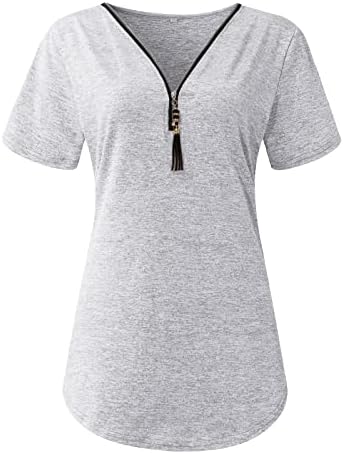 Trebinенска женска модна обична маица со кратки ракави со кратки ракави на вратот