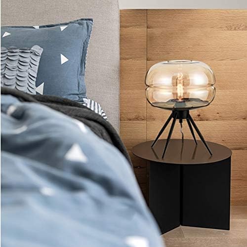 Lyе нордиски едноставен чад од ковано железо, сиво сино килибарно стакло, светло, предводена дневна соба декорација табела за ламба спална