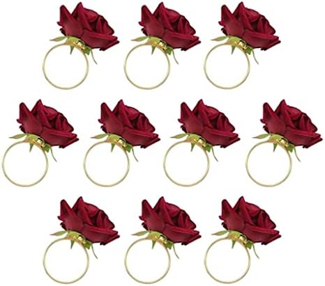 ZLBYB 10 парчиња црвена роза во форма на крпа за пешкир, салфетка прстен свадбена забава хотелска табела за салфетка држач за салфетка