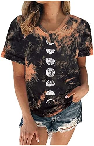 Есенска летна кошула за блуза за девојки Краток ракав 2023 Облека модна екипа на вратот памук каваи смешна вратоврска боја маичка 8o 8o