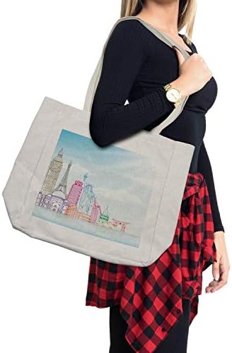 Торба за патување за патувања во Амбесон, Скај сина боја Слика на Европски градови обележја Шарени уметнички дела, еколошки торба