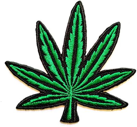 Избрани лисја од марихуана на закрпи шијте на канабис плевел извезена апликација за капачиња за капаци од капаци од маици со маици костими