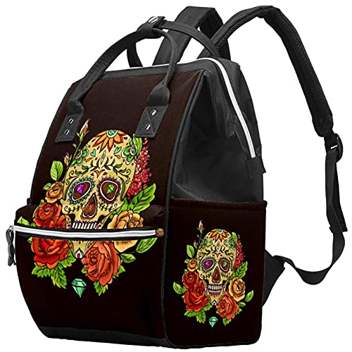 Мексикански Череп Цветни Торби За Торби За Пелени Ранец За Мумии Торба За Пелени Со Голем Капацитет Нега Патна Торба За Нега На