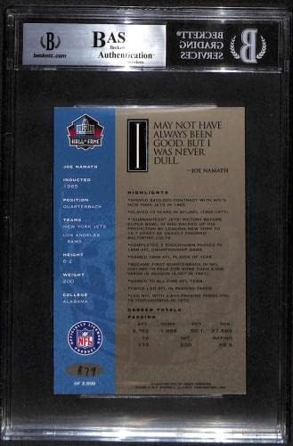 74 Џо Намат - 1998 Рон Микс Хоф Платинум Автос Фудбалски Картички Оценет БГС АВТО-Автограм Фудбалски Топки