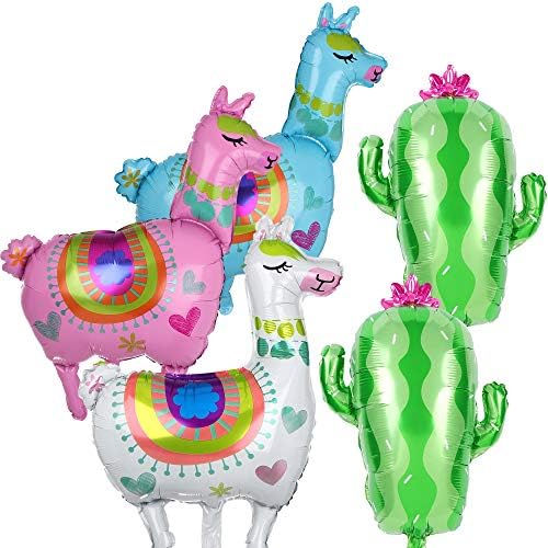 3 Парчиња Лама Алпака Фолија Балони и 2 Парчиња Кактус Фолија Балони Мексиканска Фиеста Тема Забава Украси Роденден Бебе Туш Декор Материјали