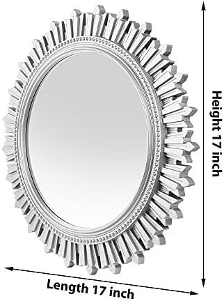 ЕФИНИТО 17 Инчи Сребро Дизајнер Огледало За Бања Ѕид Миење Слив Спална Соба Цртање Соба Шминка Суета Огледало