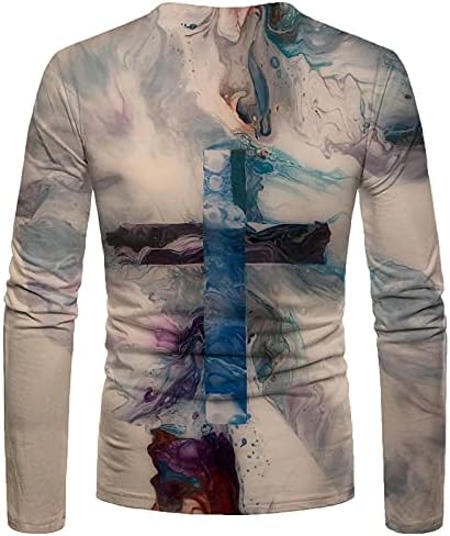 Маички со долги ракави со мажи смешна 3Д вера Исус крст за печатење тренингот атлетика врвови смешна графичка блуза улична облека