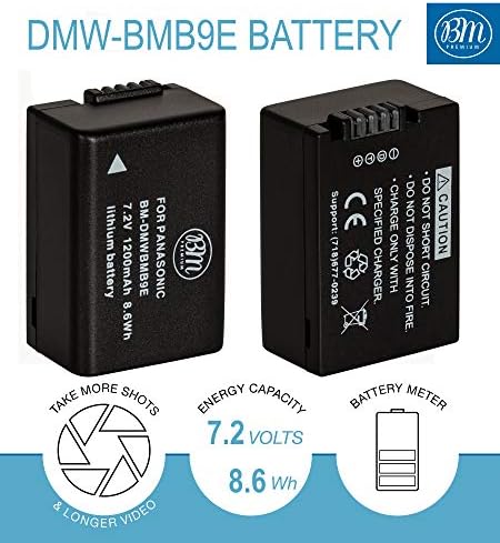 BM Premium DMW-BMB9 полнач за батерии и батерии за Panasonic Lumix DC-FZ80, DMC-FZ40K, DMC-FZ45K, DMC-FZ47K, DMC-FZ48K, DMC-FZ60,