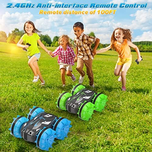 Играчки Mavrec играчки амфибиски далечински управувач, деца играчки за 6-12 годишни момчиња, 2,4GHz RC автомобили со 360 ° Flip,