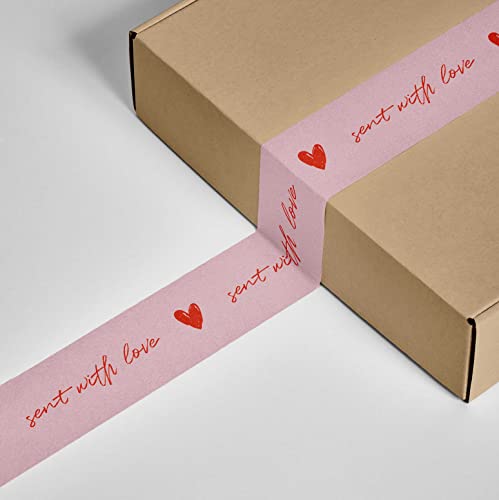Испратено со loveубов со рачно напишана скрипта Кула декоративна лента за пакување за мал бизнис - Забавна симпатична дизајнер печатена пакување
