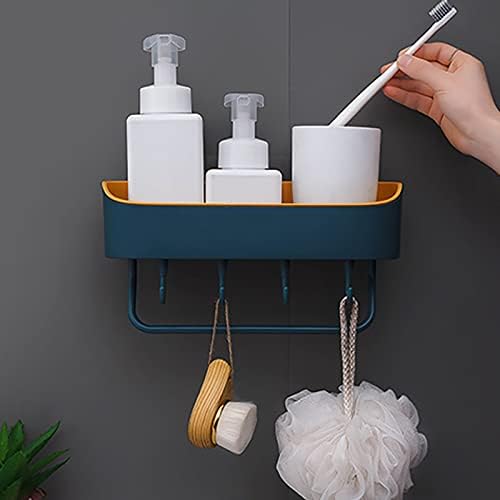 Блимиде пластична полица за бања, туш за туш, монтиран шампон држач за складирање на решетката за складирање на решетки за домашни
