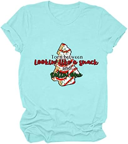 Жени 2022 Божиќни Блузи Облечени Секојдневни Блузи Со Кратки Ракави Новина На Екипажот Симпатични Божиќни Графички Широки Кошули