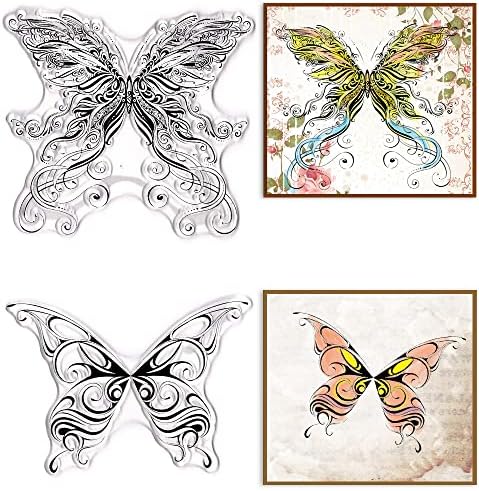 ESTIVAUX MANDALAS PUSTERFLY чисти марки за правење картички и списание, мандала цветни пеперутки гумени марки Апстрактни марки за пеперутки за белешки за книги за DIY картички з?