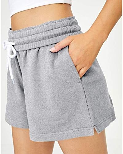 Женски шорцеви случајни летни влезови удобни спортски шорцеви еластични цврсти панталони со високи половини со џебови