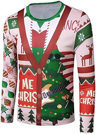 XXBR Божиќен војник со долги ракави маици за мажи, Божиќ ирваси печатено вежбање мускулно атлетика забава, врвови