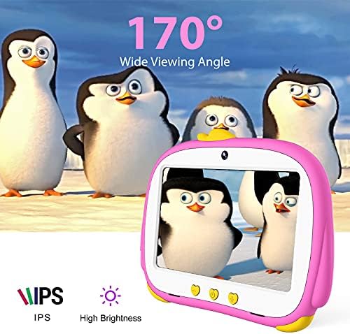ЕГОТЕК Пингвин Андроид Детска Таблета, 7-инчен Четири Јадро Таблет За Деца Со WiFi, ANDROID 10 OS, Претходно Инсталирана Апликација