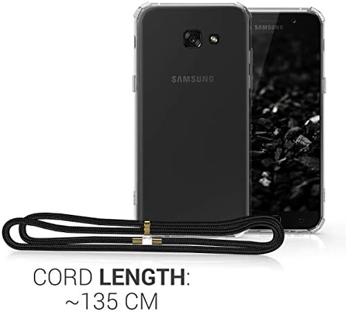 CWMobile Crossbody Case компатибилен со Samsung Galaxy A5 Case - Clear TPU телефонски покритие w/лента за кабел за лангар - црна/транспарентна