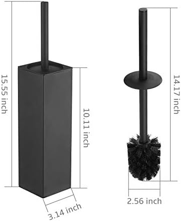 Бгл Плоштад Тоалет Четка Со Држач, Нерѓосувачки Челик 304 Гумени Насликани Тоалет Сад Четка И Држач За Бања,2 Почисти Четка Глави, Црна