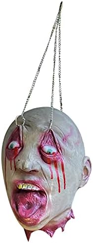 Декорации за зомби со отсечена глава на булкс, застрашувачки Ноќта на вештерките Реални реквизити што висат крвава глава прогонувана забава