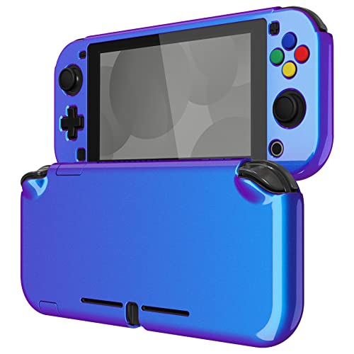 Extremerate Playvital Glossy Chameleon Purple Blue Protective Case за Nintendo Switch Lite, заштитник на тврдо покритие за Nintendo Switch Lite - 1 x Заштитник на стакло со стакло на црна граница, вклучен