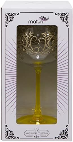 Рачно насликано златно стадо шема без стакло од вино, 530 мл, кутија со подароци