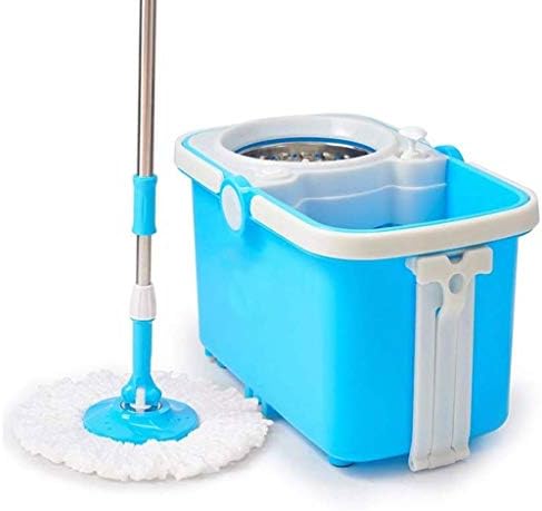 Стром Спин -моп и систем за чистење на подот на корпи со 2 микрофибер глави за дома, канцеларија и кујна