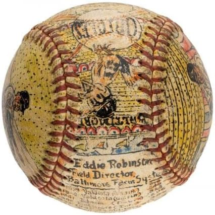 Прекрасна Еди Робинсон со рака ја насликаше народната уметност Georgeорџ Соснак потпишан бејзбол - НБА автограмираше разни предмети