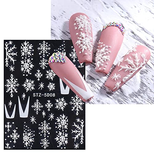 Налепници за уметност на Zitiany Nail 5d стереоскопски врежани Божиќни снегулки декорации мода DIY Nail Supplies Decoration