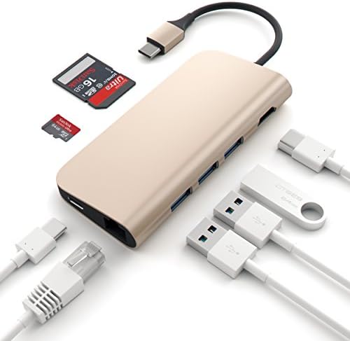 Сатечи Алуминиум Мулти-Порт Адаптер 4K HDMI, USB-C Помине Низ, Gigabit Ethernet, Sd/Микро Картичка Читачи, USB 3.0-ЗА M2/ M1 MacBook