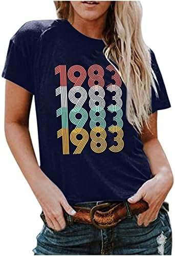 Женски кошули ретро најдобро од 1983 година миксеп Гроздобер Фортитски роденден Касета маица графички маички меки врвови за кратки