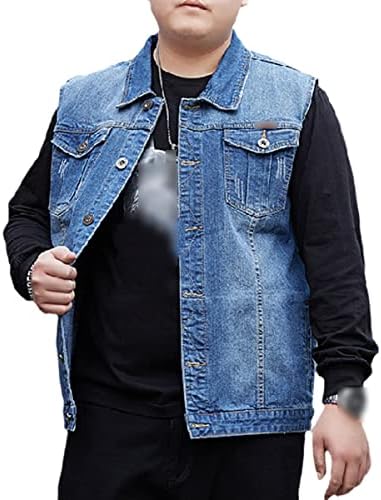 Плус големина машка тексас елек мода лабава елек јакна за лежерна јакна без ракави масти фармерки елек јакна