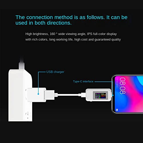 USB C Tester, USB мерач на моќност, 0‑5.1A 4‑30V Тестер за напон, мултиметар, тестер за мерачи на USB струја, волтметар во боја на бојата,