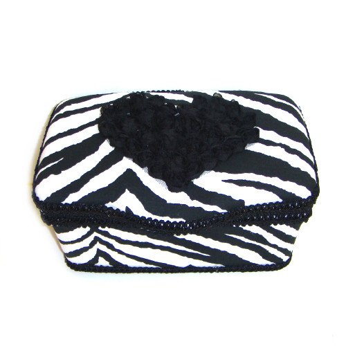 Црна и бела зебра со црно шифон срце 3 парче постави бебешка корпа