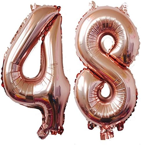 40-инчен Розово Злато Фолија 48 Хелиум Џамбо Дигитален Број Балони, 48-ми Роденден Декорација За Жени или Мажи, 48 Роденден Материјали