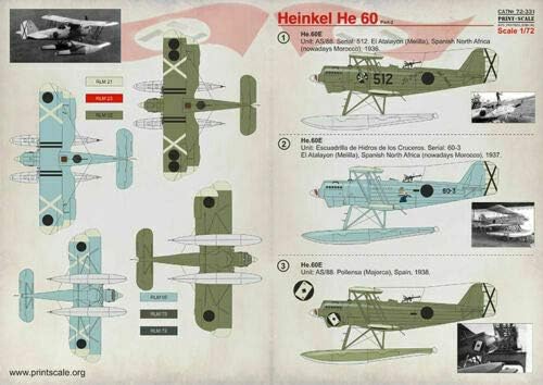 Скала за печатење 72-331 - 1/72 Heinkel He 60 Дел 2 Авион модел на влажни декларации во скала