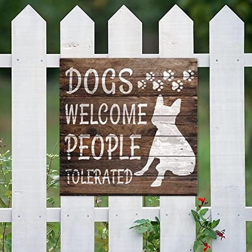 Кучињата Evans1nism ги поздравуваат луѓето толерирани од дрво знаци Ховаварт кучиња дрвени плакети куче животно фарма куќа стил wallид декор светло дрво висечки знаци за